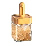 Frascos de especias de cristal | Contenedor de azúcar y sal | Cuchara retráctil Tarro de especias | Cajas de especias con cuchara telescópica | Tarro de cocina transparente para condimentos para sal