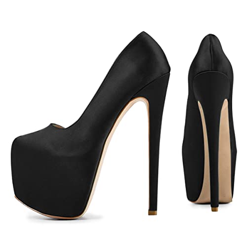 FSJ Women Sexy Round Toe Platform Pumps Stiletto High Heel Slip On Fashion Party Prom Dress Office Formal Shoes Size 4-15 US3