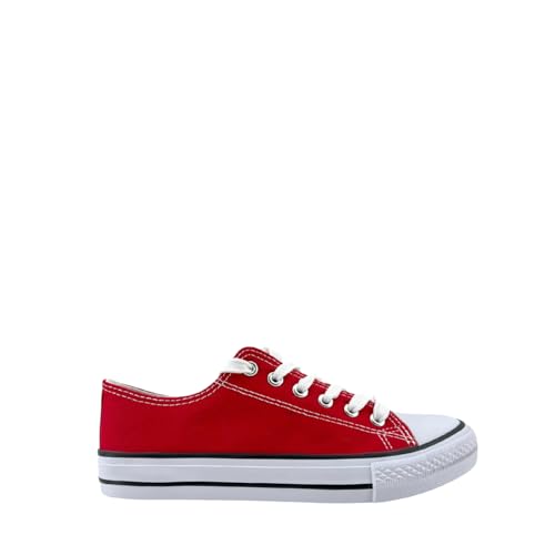 MODELISA - Zapatillas Deportivas De Lona Estilo Casual Mujer (Rojo, Sistema Tallas Calzado EU, Adulto, Mujer, Números, Mediano, 39)