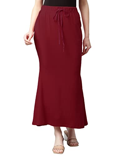OM SAI LATEST CREATION Microfaser-Saree Shapewear Petticoat für Damen, Baumwoll-Mischgewebe, Shapewear für Sari, Kastanienbraun, S Cover
