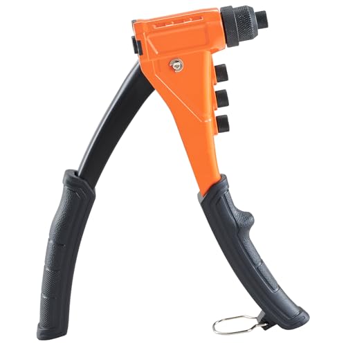 VEVOR Pop Rivet Gun Kit, with 200 Blind Rivets, Heavy Duty Single Hand Riveter with 4 Interchangeable Nosepieces, 4 Drill Bits, and a Carrying Case, Manual Riveting Tool for Metal, Automotive, Home by VEVOR - Image 3