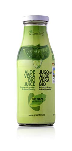 Green Frog Jugo de Aloe Vera Bio con Pulpa - Producto Fresco - Aloe Vera 99,8% Calidad Premium - 500 ml (Con Pulpa, 1 Botella 0,5 L)