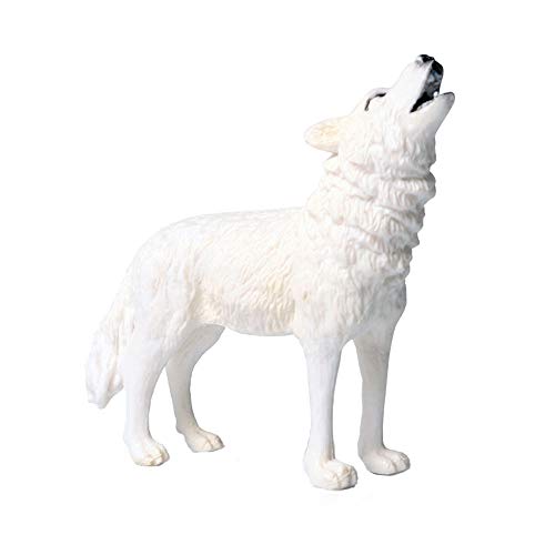 Flormoon Animal Figures Realistic Roaring Wolf Plastic Early Educational Toys Cupcake Topper Party Gift for Kids 2+ Year Old(White)