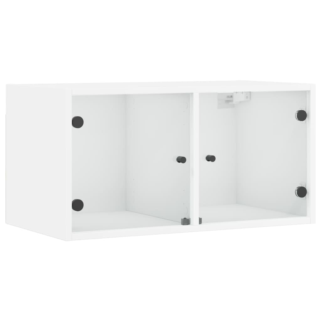 vidaXL Szafki wiszące, 2 szt., szklane drzwi, białe, 68,5x37x35 cm, szafka ścienna, szafki podwieszane, szafka do zawieszenia na ścianie