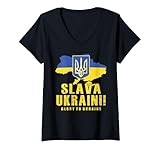 Photo Gallery donna ucraina slava ukraini tryzub gloria a ucraina bandiera mappa maglietta con collo a v Photo Gallery donna ucraina slava ukraini tryzub gloria a ucraina bandiera mappa maglietta con collo a v