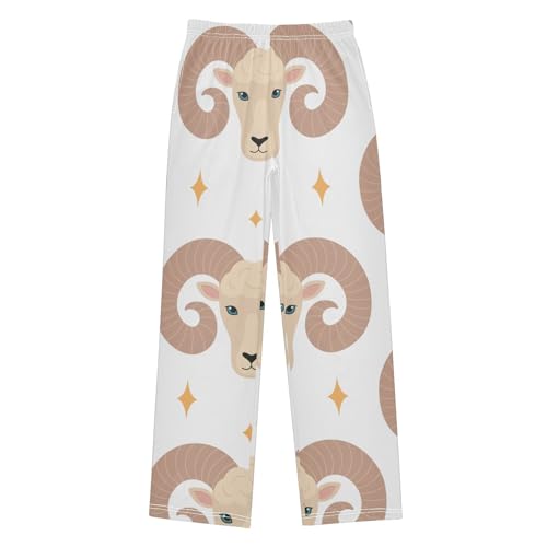 Ram with Horn Boys Pants Boys Athletic Pants Long Pant for Boywith Pockets Wide-Leg Size 6-14Y