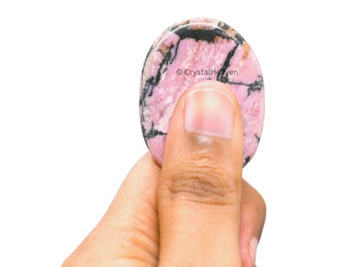 Image of Crystal Heaven Rhodonite Crystal Thumb Worry Pebbles Stones For Anxiety Stress Relief Massage - Aaa Grade Original Healing Gemstone Agate Rubbing Stone For Yoga Meditation Spiritual Reiki Feng Shui