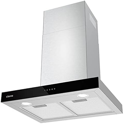 CIARRA CBCS6102 A++ Dunstabzugshaube 60cm Umluft 650m³/h mit CBCF003 Aktivkohlefilter Touch-Bedienung 4 Stufen Inkl. Booster Abluft Wandmontage Abzugshaube Edelstahl Silber Cover