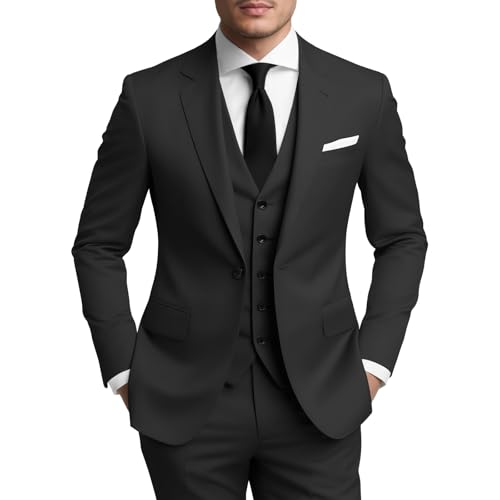 SUZHIMO Mens 3 Piece Slim Fit Suit Formal Business Wedding Suits for Men Groom Prom Tuxedo