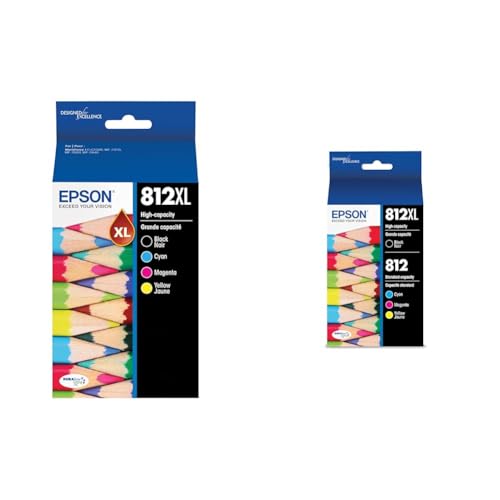 Image of Epson 812 DURABrite Ultra Ink High Capacity Black & Color Cartridge Combo Pack & 812 DURABrite Ultra Ink High Capacity Black & Standard Color Cartridge Combo Pack