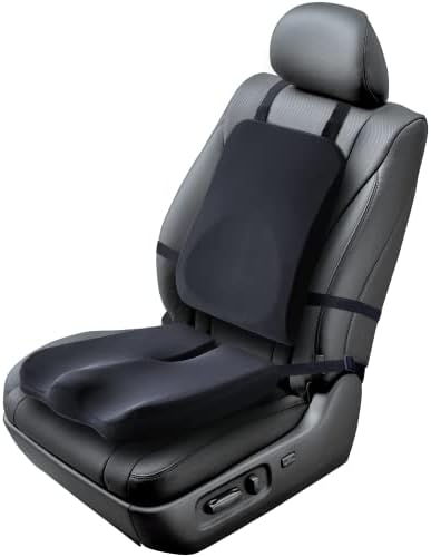 Elmara Car Seat Cushion for Car Seat Driver & Lumbar Support Pillow for Car Combo - Car Pillow for Driving Seat - Lumbar Pillow for Car - Back Pillow for Car - Car Booster Seat for Short Drivers