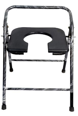 Black Comfort premium Folding Commode Chair/Stool With back Rest,Commode Shower Chair stool,Elderly Disabled Man And Pregnant Woman Bathing Room Mobile Commode Chair Toilet Stool Anti-Skid (B0D2KCG1D1) Amazon Price History, Amazon Price Tracker