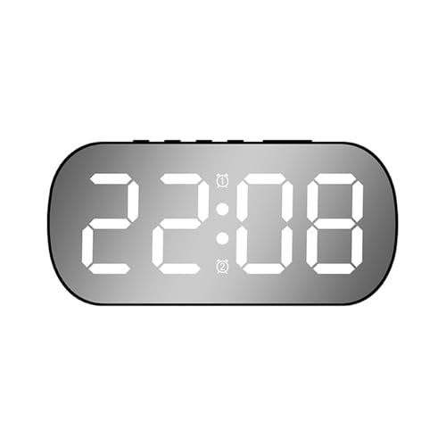 QUXVUIS デュアルアラームとスヌーズ機能付き置き時計、より良い目覚めのためのデジタル目覚まし時計、プラスチック日付、2つの表示モード, 黒白い光