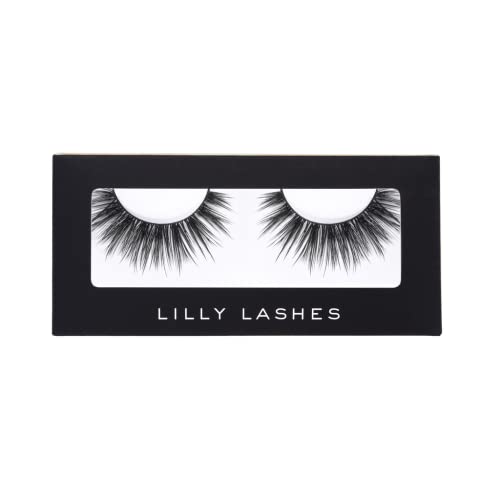 Lilly Lashes Premium Synthetic Lashes Boston | Fake Eyelashes Natural Look | Bold Full Bodied Flare Look | Natural Eyelashes | False Lashes | Vegan Strip Lash | Reusable Up to 10 Wears | 14mm