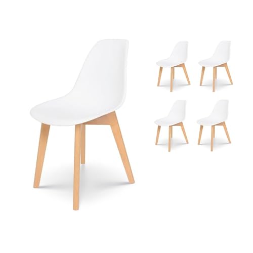 Kosmi: Juego de 4 sillas Blancas Estilo