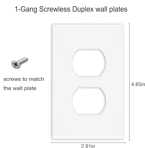 Image of Screwless Duplex Receptacle Outlet Cover Wall Plates 1-Gang Duplex Switch Outlet Electrical Cover Plate Unbreakable Thermoplastic Faceplate for Decorative Receptacle Outlet Switch, White (4 Pack)