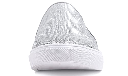 Image of FEVERSOLE Women's Fashion Shiny Soft Slip On Sneaker Sparkle Casual Comfort Loafers