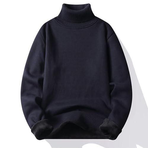 Men's Pullover Sweater Slim Fit Turtle Neck Casual Knitted Jumper Fleece Lined Fall Winter Thermal Sweaters for Male2