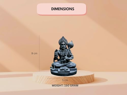 Image of Hanuman Ji Idol for Car Dashboard, Home & Office | Lord bajrangi Murti for Pooja, Mandir | Resin Balaji Statue for Protection, Positivity | Spiritual Gift Item (Black)