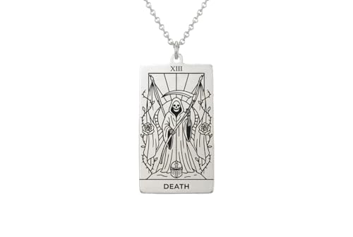 Death Tarot Card Necklace - Custom Engraved Major Arcana Pendant - Transformation & Rebirth Jewelry - Modern Heritage Mystic Gift