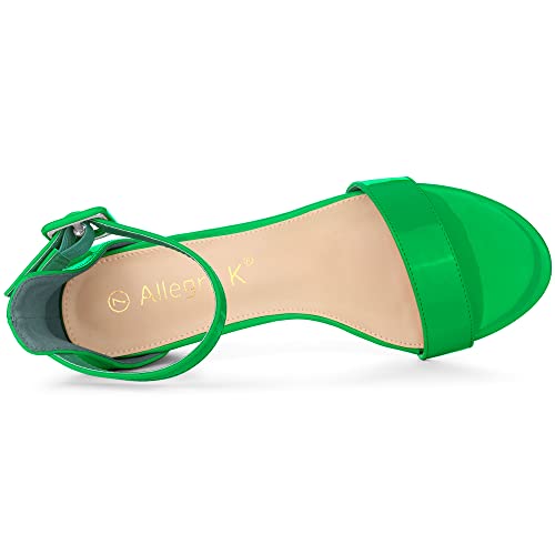 Allegra K Allegra K Women's Open Toe Low Block Heel Ankle Strap Grass Green Sandals 6 M US