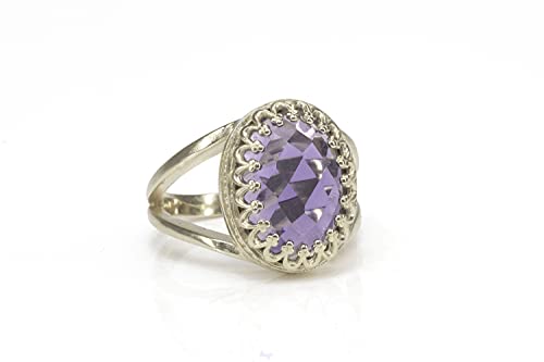 Bague améthyste anti-ternissement en or rose 14K faite main - 6