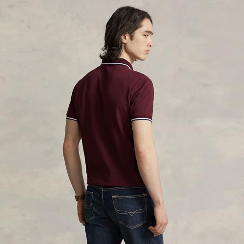 Image of POLO RALPH LAUREN Men's New Classic Fit Polo Shirt (US, Alpha, X-Large, Regular, Regular, Burgundy (Tipped Collar))