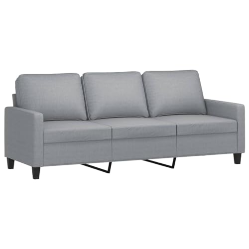 KATERYY 3-Sitzer-Sofa mit Hocker Hellgrau 180 cm Stoff Möbel Wohnzimmer – Bild 6