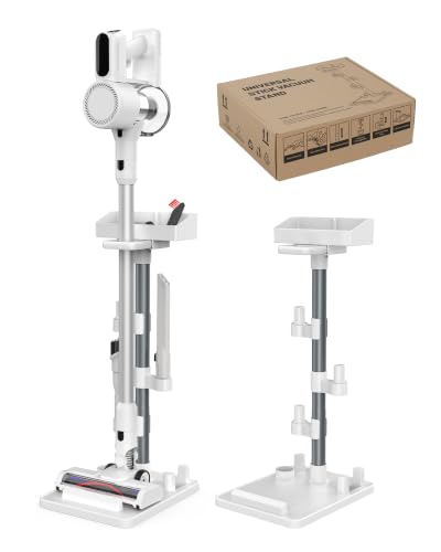 Image of Generic Vacuum Stand, Compatible with Bissell Dreame Dyson Eureka Shark More Cordless Stick Vacuums, Universal Standing Dock Station Organizer, Adjustable Tubes (White)