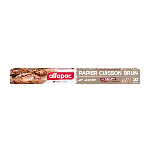 alfapac - papier cuisson brun 10M - anti-adhérent - grande largeur - fabriqué en France