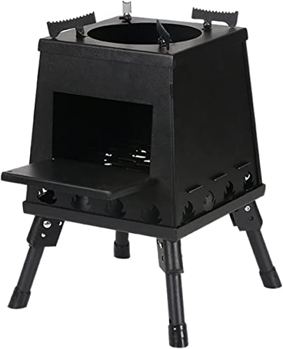 Gas grill Outdoor Camping Firewood Stove Folding Portable Firewood Stove Picnic Card Type Barbecue Stove Camping Equipment Tent Stove(Color:Black) (Bl