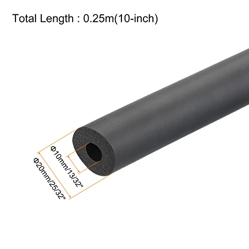 sourcing map 25cm Rohrisolierung Schaumstoff, Durchmesser 10mm Isolierstärke 5mm Heizungsrohr Verkleidung für Fitnessgeräte, Rohre, Handhaben (Schwarz)