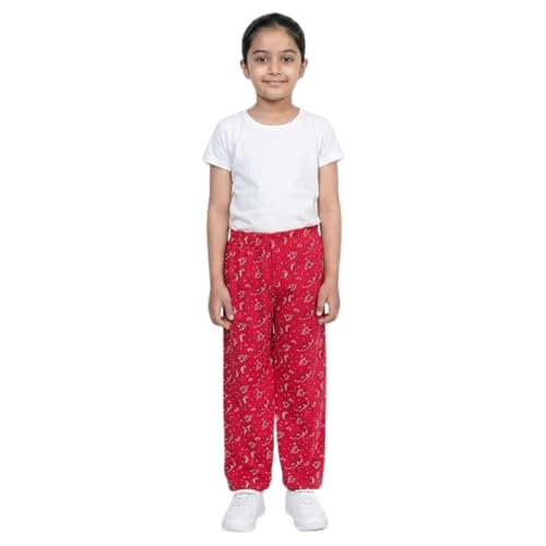 Image of IndiWeaves Girls Regular Fit Cotton Pajama Pants Pack of 4 | All Over Printed Multicolor Pyjama Bottoms | Soft Breathable Nightwear & Loungewear with Elastic Waist | Comfortable Sleepwear for Kids