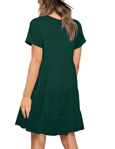 Image of Nova In Sky Women's Summer Dresses 2026 Short Sleeve V-Neck Casual Loose Swing Button Down Casual T Shirt Dresses