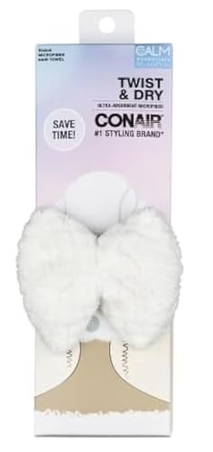 Conair Ultra Absorbent Microfiber Hair Towel Twist & Dry, White