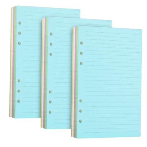 FUNOMOCYA 六穴ルーズリーフ用ノートリフィルペーパー冊 カラフル色罫線入り 書きやすい滑らか用紙 家 オフィス 学校対応