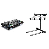Hercules DJControl Inpulse 500: 2-deck USB DJ controller for Serato DJ and DJUCED (included) & Pyle Portable Folding Laptop Stand - Standing Table, Foldable Height and Four Prong Anti-Slip Tray