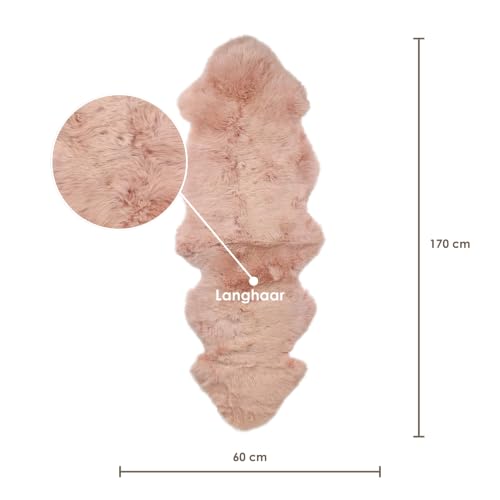 Nordic Sheep Lammfell Langhaar Fellteppich 170x60 cm, Rosa – Ansicht 3
