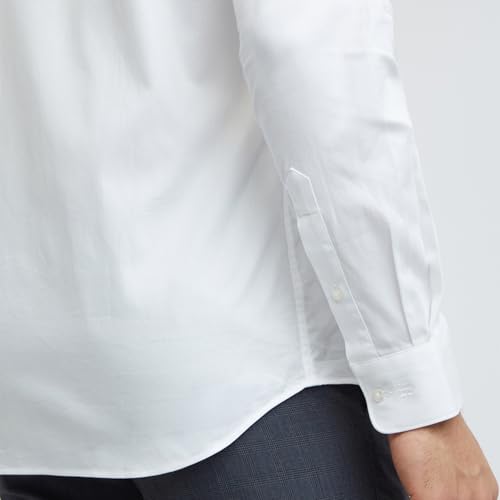 Image of Raymond Men's Slim Fit Solid Pattern Pure Cotton Semi Cut Away Collar Full Sleeve Formal Shirt