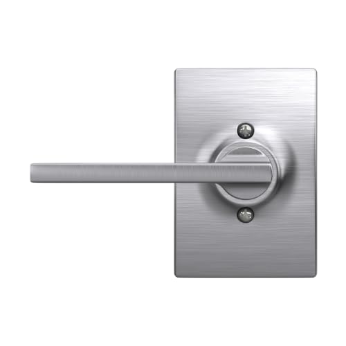 Image of SCHLAGE Latitude Non-Turning Dummy Door Handle, Reversible, Satin Chrome | Non-turning dummy lever door handle with no latch or lock, Decorative pull, One sided, Easy to install, Certified durability