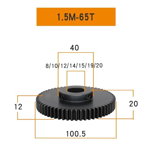 Engrenage cylindrique 1,5M en acier robuste avec alésage de 20 mm ajusté - 3