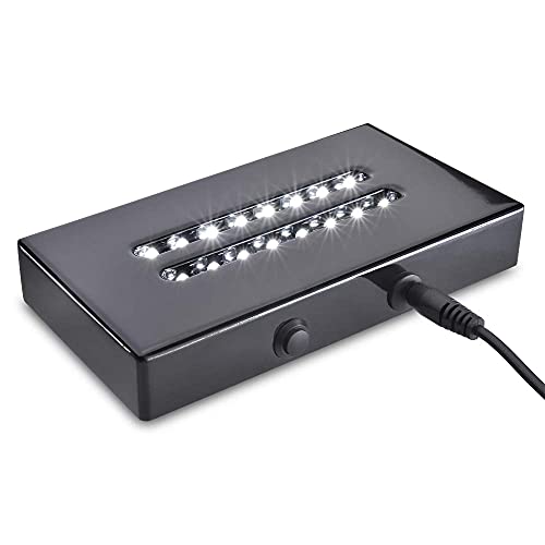 Asente 16 Led Light Pedestal - Rectangular Satin Matte Black White Light Stand Base For 3D Art Glass, Room Decor And Gemstones And Crystals - Ac/Usb Adapter Powered (Black) #TOP5