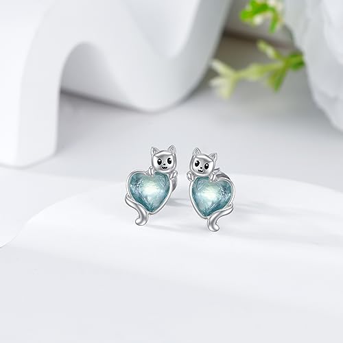 Boucles d'oreilles chaton argent 925 hypoallergénique anti-allonge - 3
