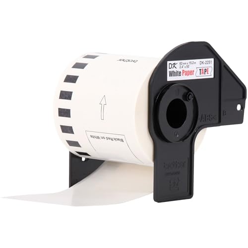 Image of Brother Genuine DK-2251 Continuous Length Replacement Labels, Black /Red Label on White Paper Tape, Engineered with Excellence, 2.4 inch x 50 feet, 1 Roll per Box
