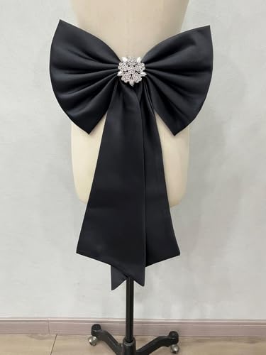 Image of Detachable Satin Bow Tails with Detachable Brooch