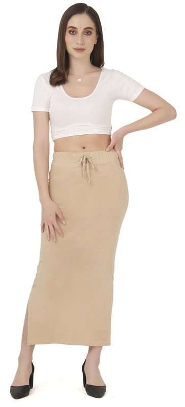 Image of Lycra Blend Cotton Saree Shapewear Petticoat for Women and Girls, Skirts Shapewear Dress for Saree