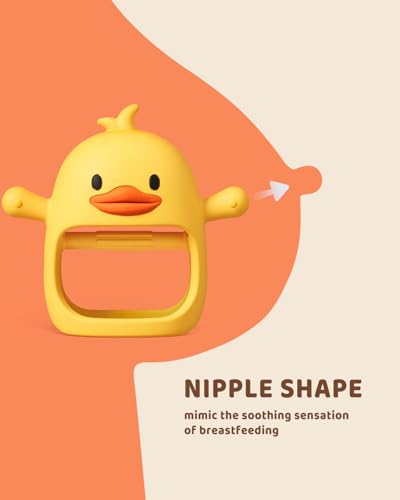 Image of ChooKaChoo 2 Pack Baby Teething Toy for Over 3 Months, Food Grade Silicone Teething Mitten, Anti Dropping Wrist Hand Teethers Baby Chew Toys for Sucking Needs, BPA Free (Duckie)