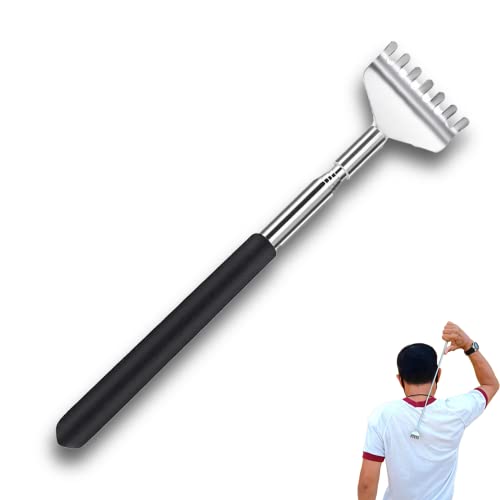 Rückenkratzer, Schwarz Rückenkratzer, von 20 cm Bis 68 cm Ausziehbar, Hochwertiger Edelstahl Kratzhand Back Scratcher, Rückenkratzer Gegen Juckreiz