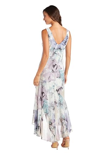 R&M Richards Elegant High Low Ruffle Floral Print Chiffon Dress W/ 3/4 Sleeve Sheer Coordinating Bolero4
