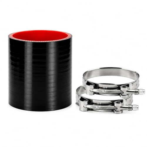 Ucreative Straight ID: 3.0 (76.2mm) Silicone Hose Coupler High Temperature 4-ply with T-Bolt Clamp